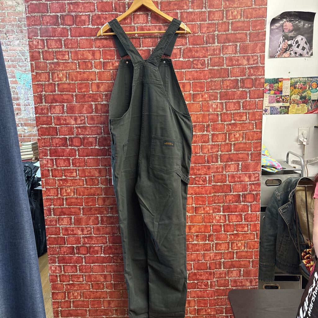 REI Cooperative Trailsmith Canvas Overalls Dark Grey/Green Size 12