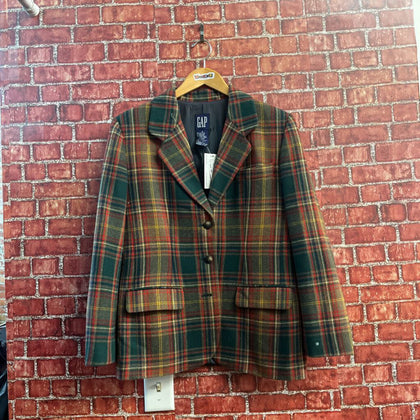 Vintage Gap Plaid Wool-Blend Blazer (AS IS) Green/Red/Brown/Multi Size M