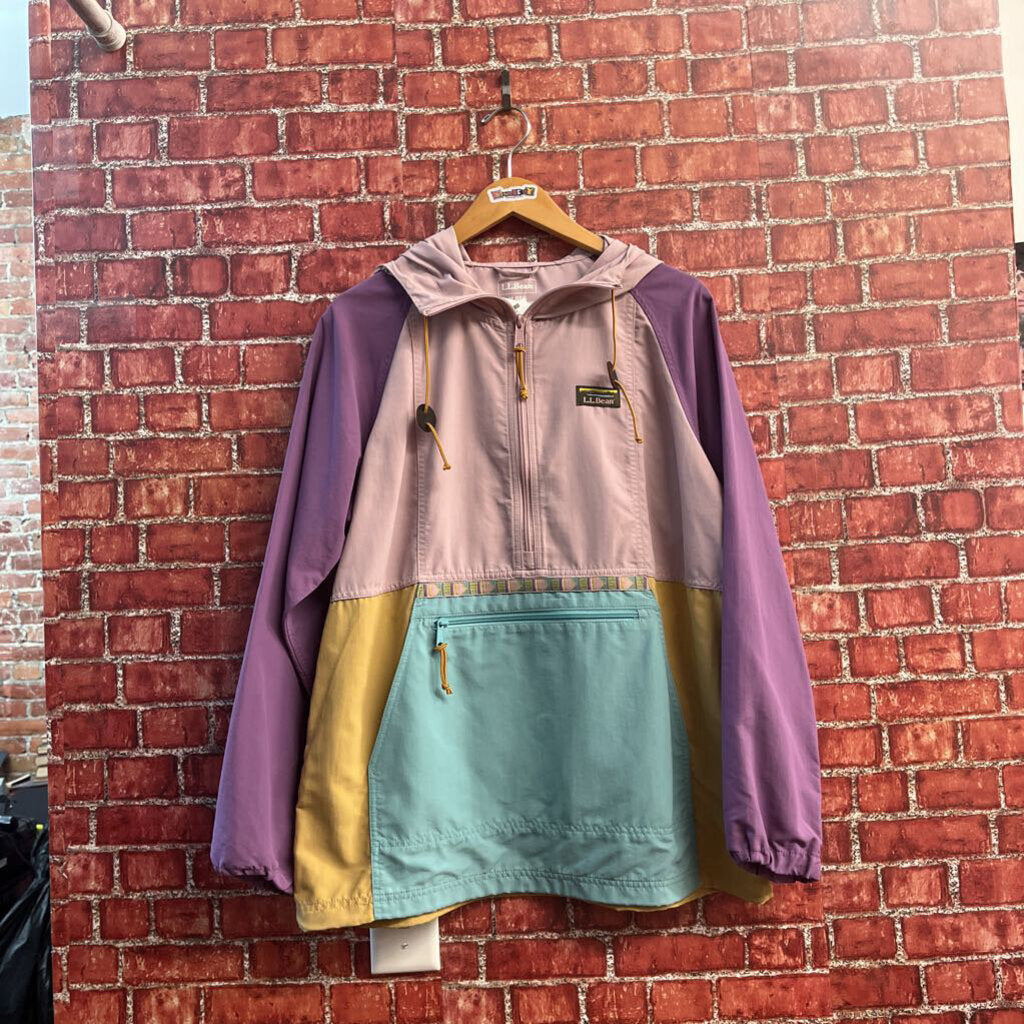 LL Bean Mountain Classic Colorbook Anorak Purple/Blue/Yellow Size M