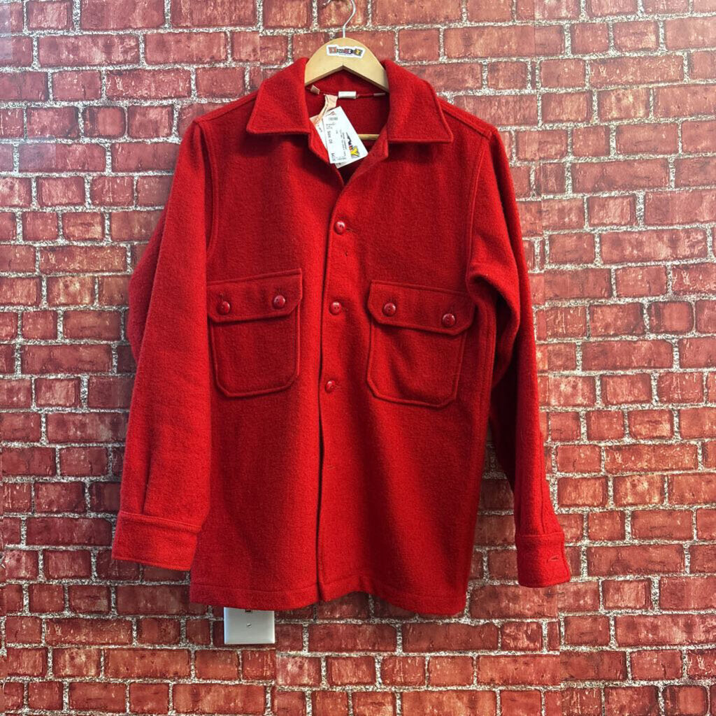 Boy Scouts of America Jac-Shirt Button Down Wool Bright Red Men’s Size 38