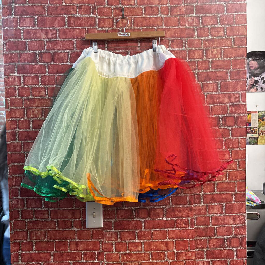 Unbranded Tutu Skirt White Waist Band Rainbow Ladies Size S