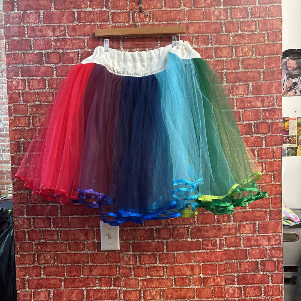 Unbranded Tutu Skirt White Waist Band Rainbow Ladies Size S