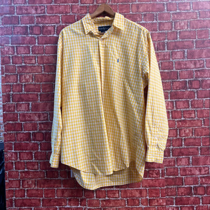 Ralph Lauren Button Up Plaid Yellow/White Size L
