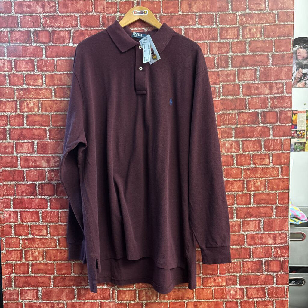 Polo Ralph Lauren Burgundy LS Polo Shirt Men’s Size XLT