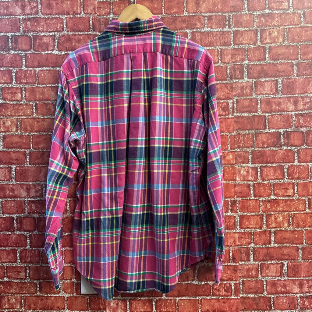 Ralph Lauren Pink Plaid Button Down Men’s Size L
