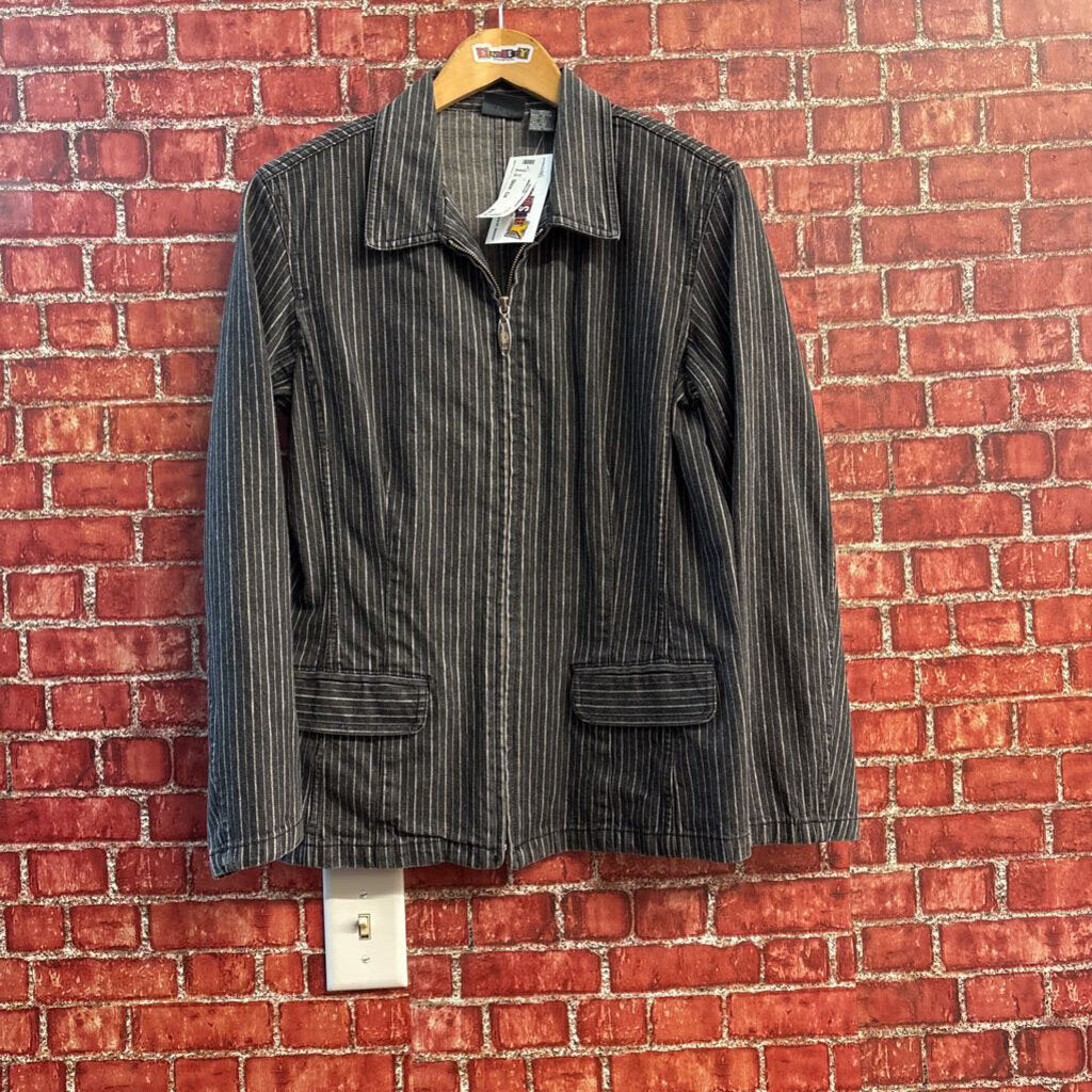 Vintage Liz Wear Grey Pinstripe Jacket Ladies Size 10
