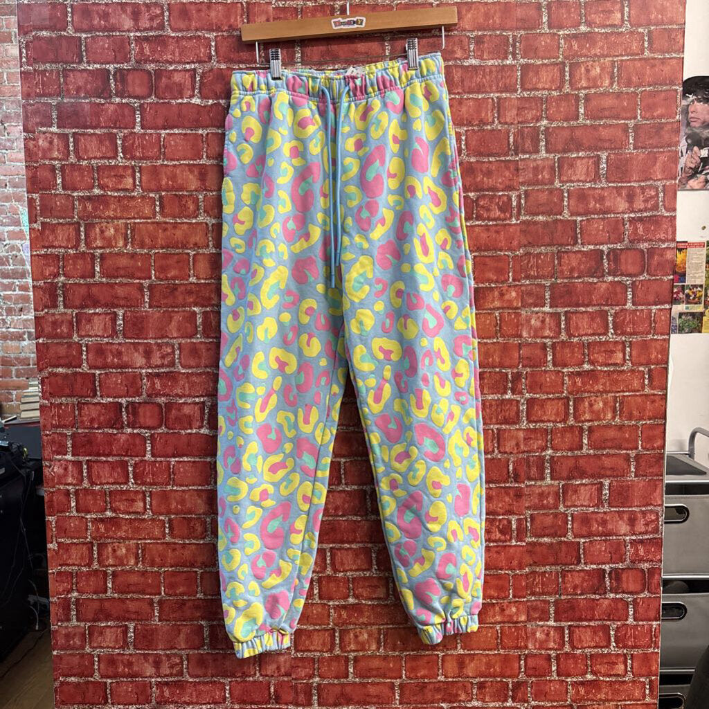 Pretty Snake Sweatpants Cheetah Print Pink/Blue/Yellow/Purple Size S