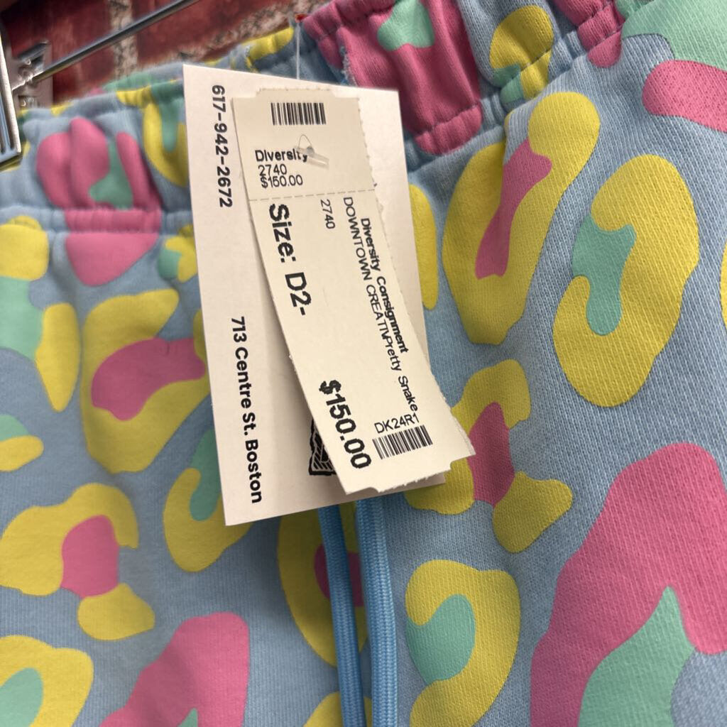 Pretty Snake Sweatpants Cheetah Print Pink/Blue/Yellow/Purple Size S