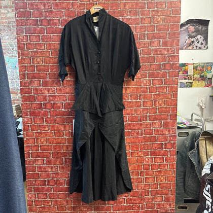 Johnathan Logan Maxi Dress Half Buton Up Half Sleeve Black Ladies Size XS