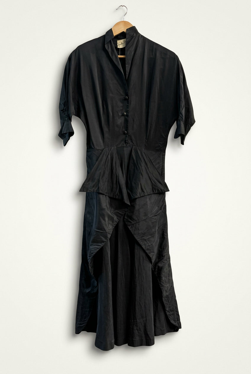Johnathan Logan Maxi Dress Half Buton Up Half Sleeve Black Ladies Size 00