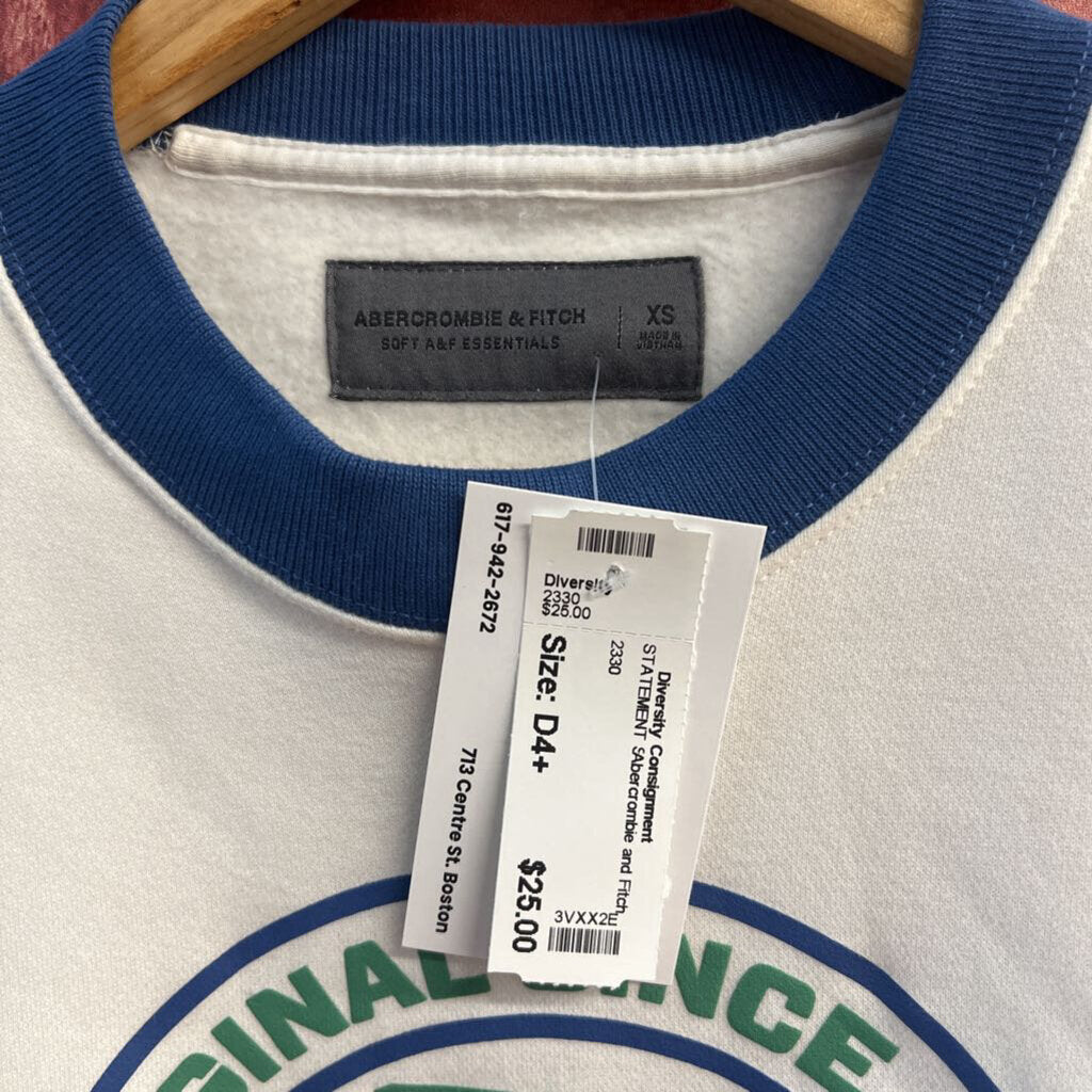 Abercrombie and Fitch Crewneck Graphic Design White/Blue/Green Size XS