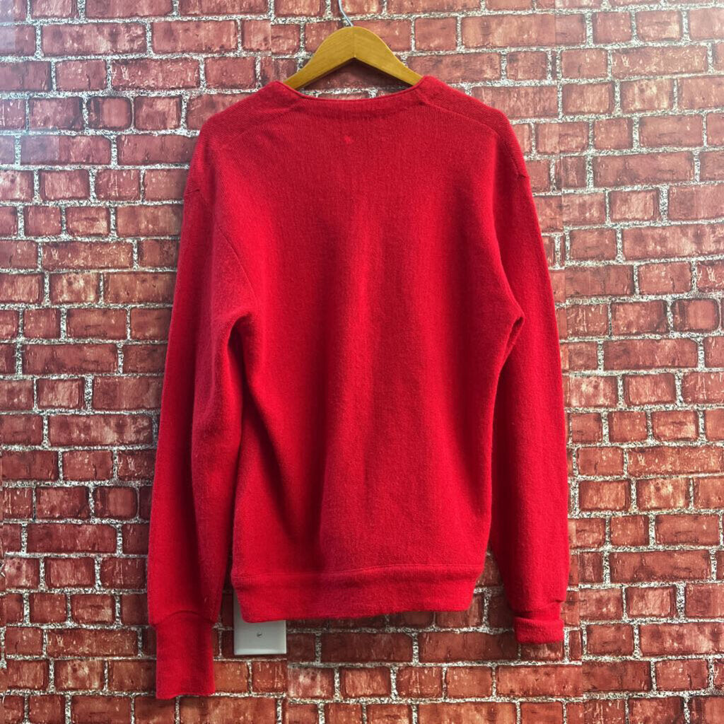 Jeff Links Knit Cardigan Button down Bright Red Size M