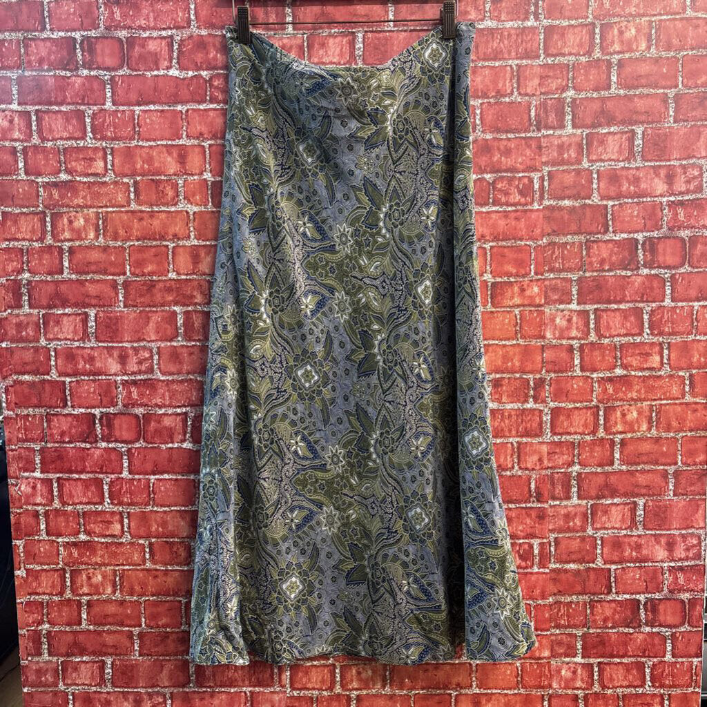 Casual Corner Maxi Skirt Floral Blue/Green/Light Green/Light Blue Size 8