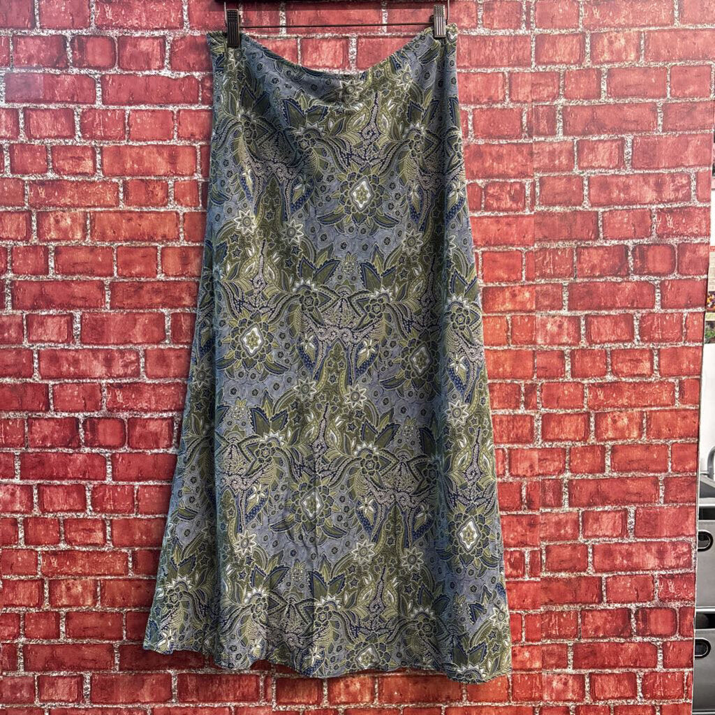 Casual Corner Maxi Skirt Floral Blue/Green/Light Green/Light Blue Size 8