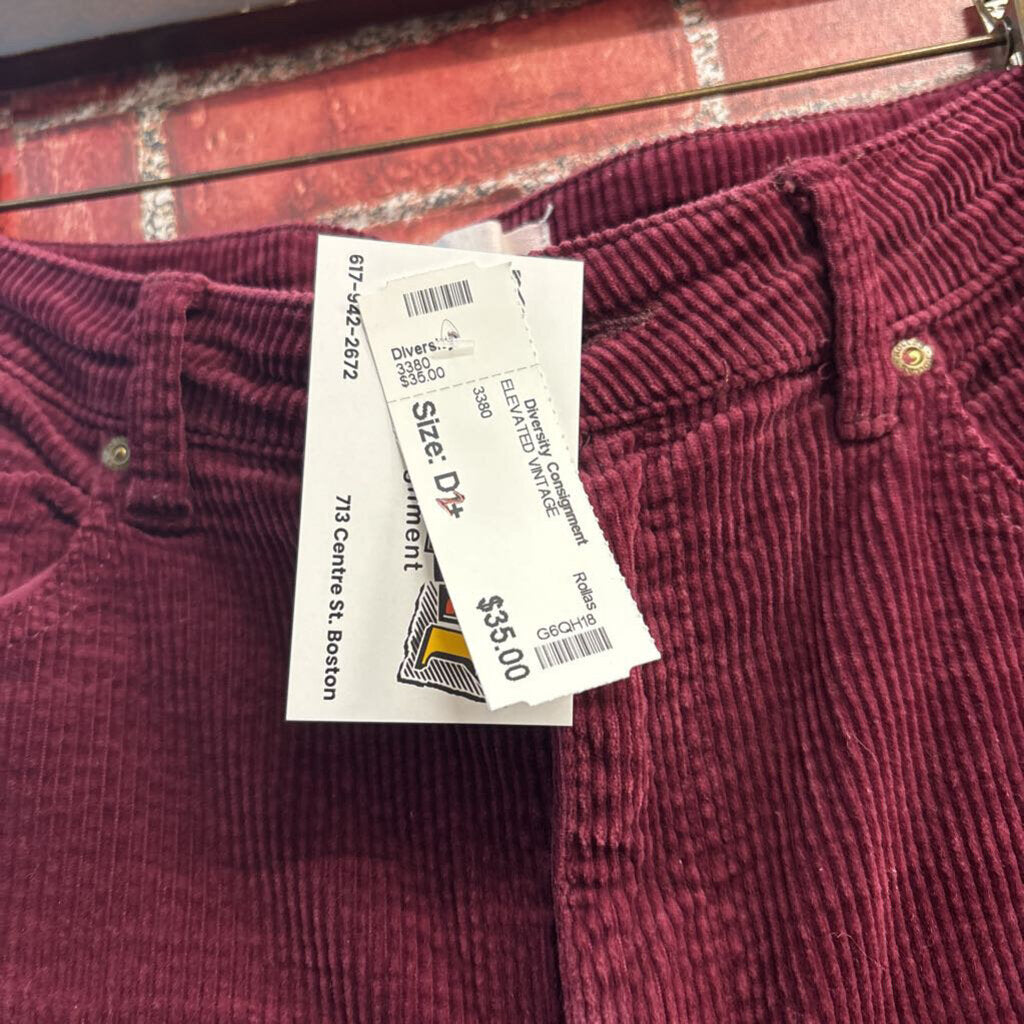 Rollas Dress Pants Corduroy Burgundy Size 27