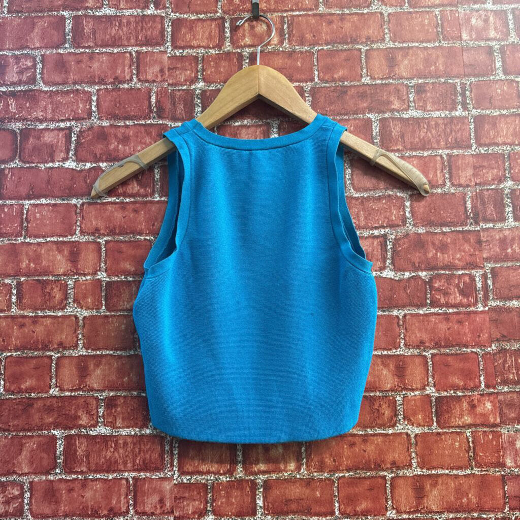 Zara Crop Top No Shoulder Blue Size S