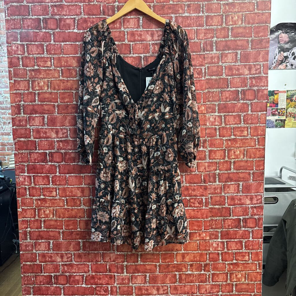 Madewell Maxi Dress Floral Design Black/Pink Size 4