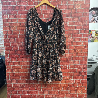Madewell Maxi Dress Floral Design Black/Pink Size 4