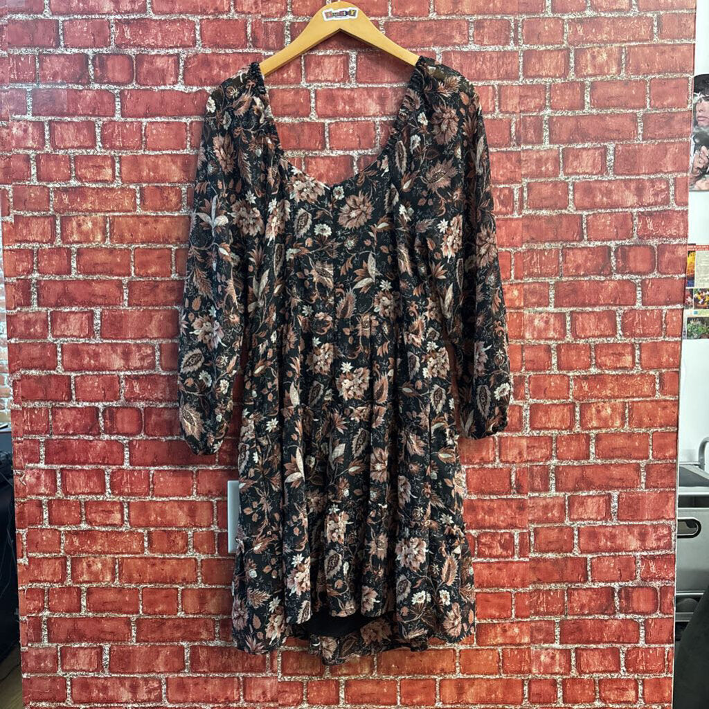 Madewell Maxi Dress Floral Design Black/Pink Size 4