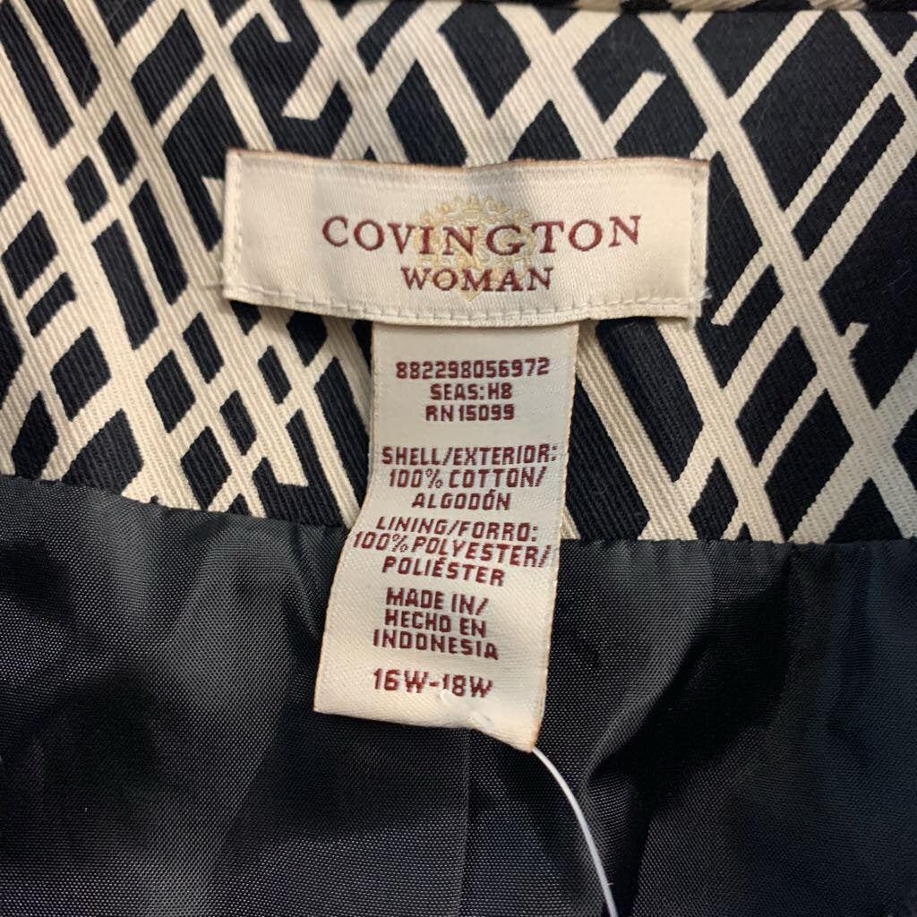 Covington Blazer Jacket Hashes Black/Beige Size 16-18W