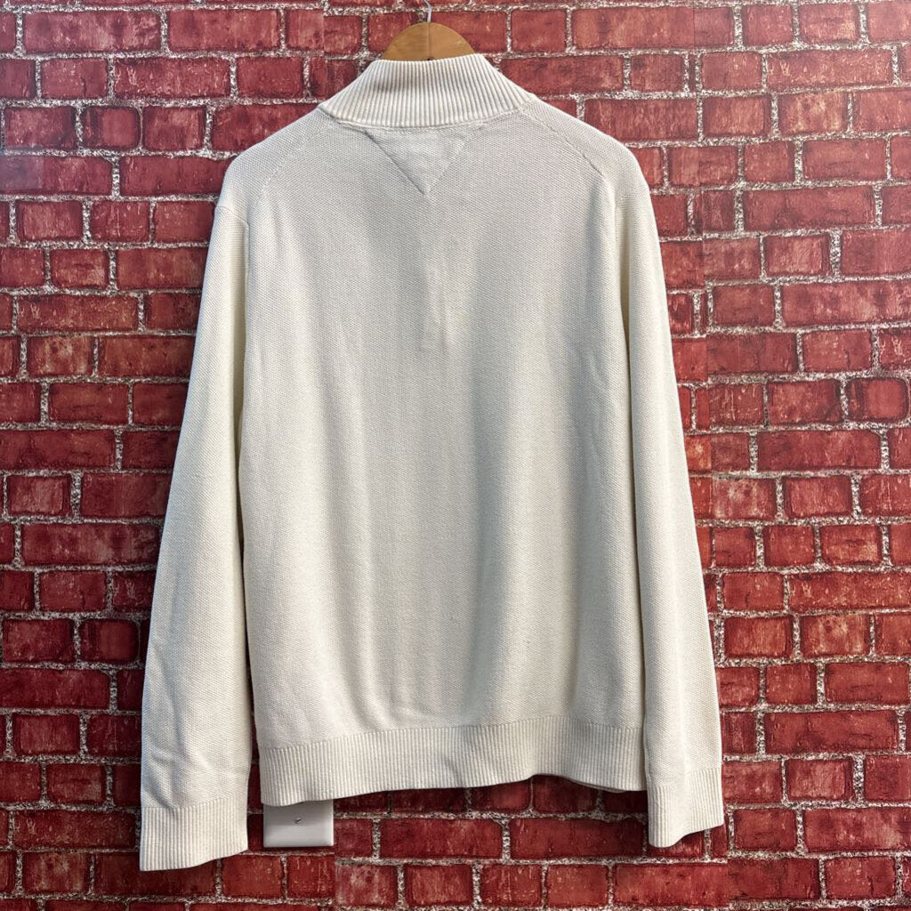 Tommy Hilfiger 1/4 Zip Sweater Waffle Off White Size L