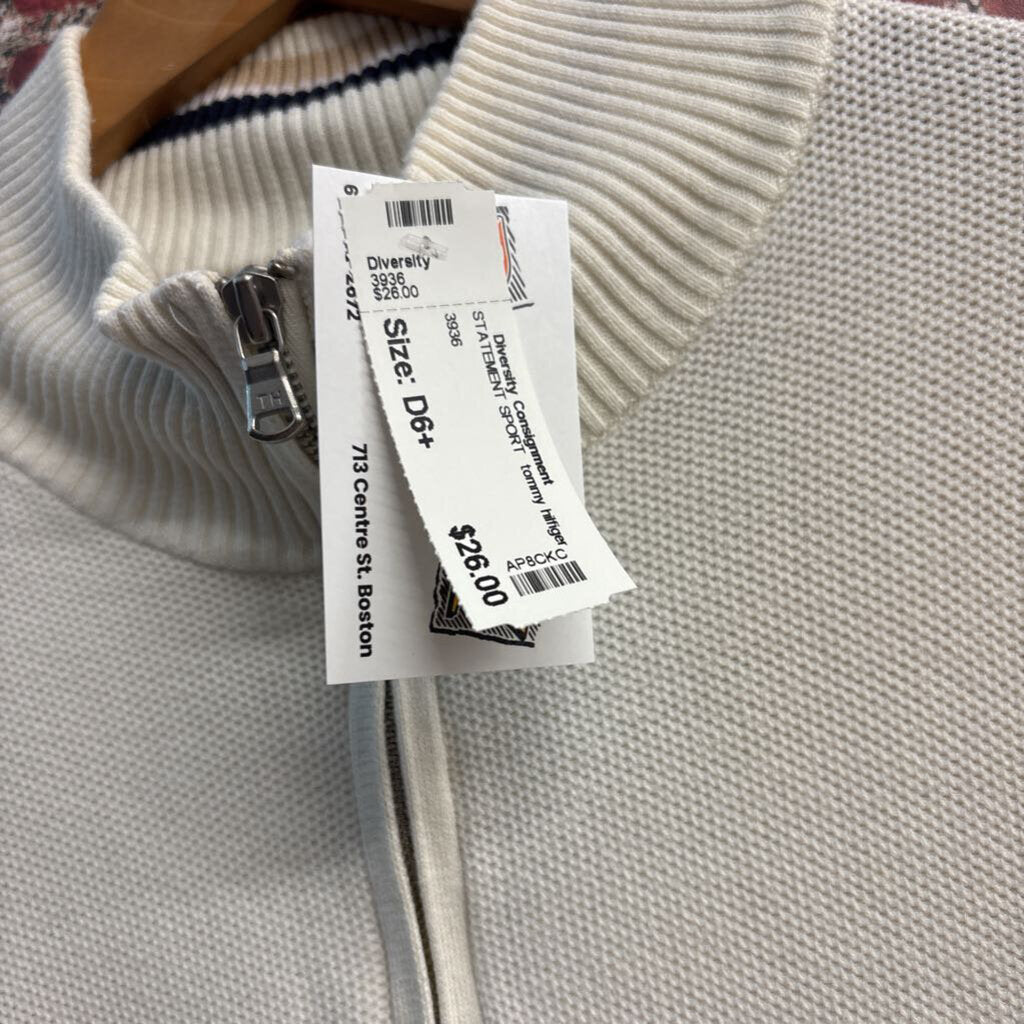 Tommy Hilfiger 1/4 Zip Sweater Waffle Off White Size L