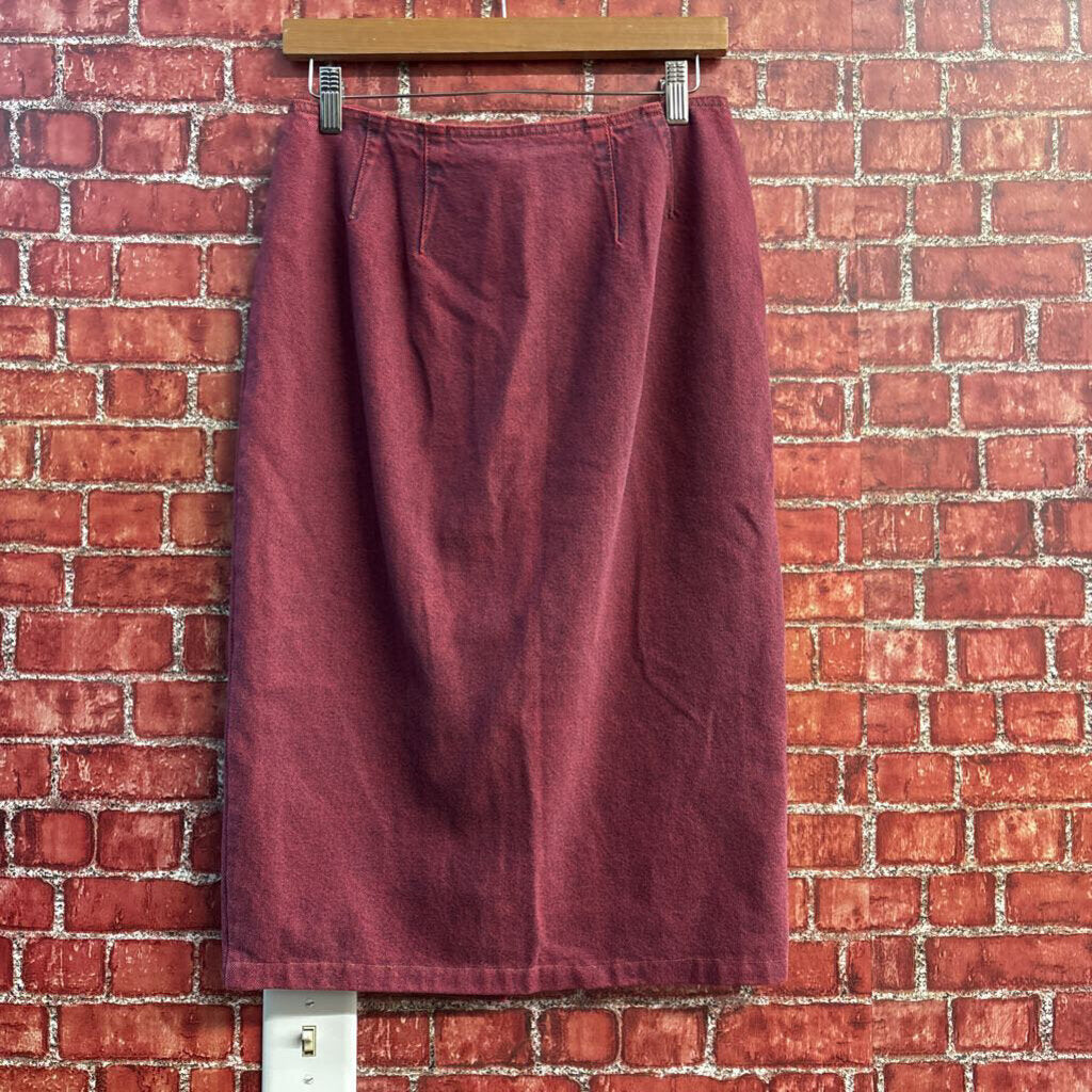 Karen Kane Vintage Midi Skirt Denim Button Up Pink Size 12