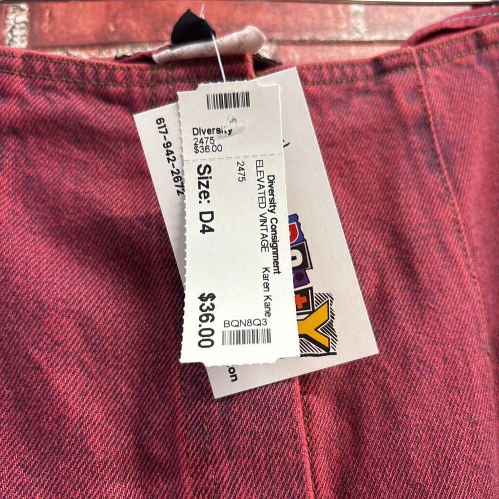 Karen Kane Vintage Midi Skirt Denim Button Up Pink Size 12