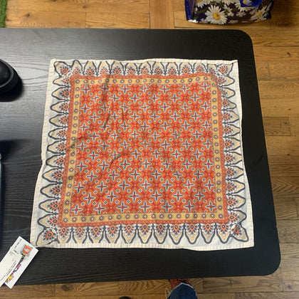 Square Bandana Star/Floral Pattern Orange/Blue/Yellow