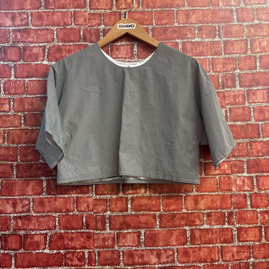 My Mum Made It Crop Top Metallic Silver Size L