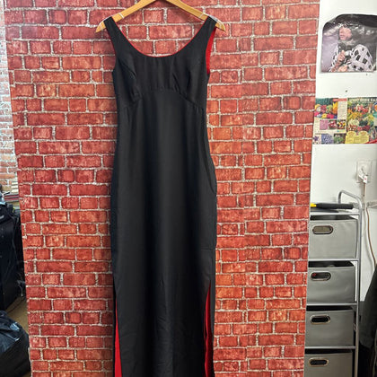 Vintage Maxi Dress Side Slit Tank Black/Red