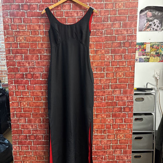 Vintage Maxi Dress Side Slit Tank Black/Red
