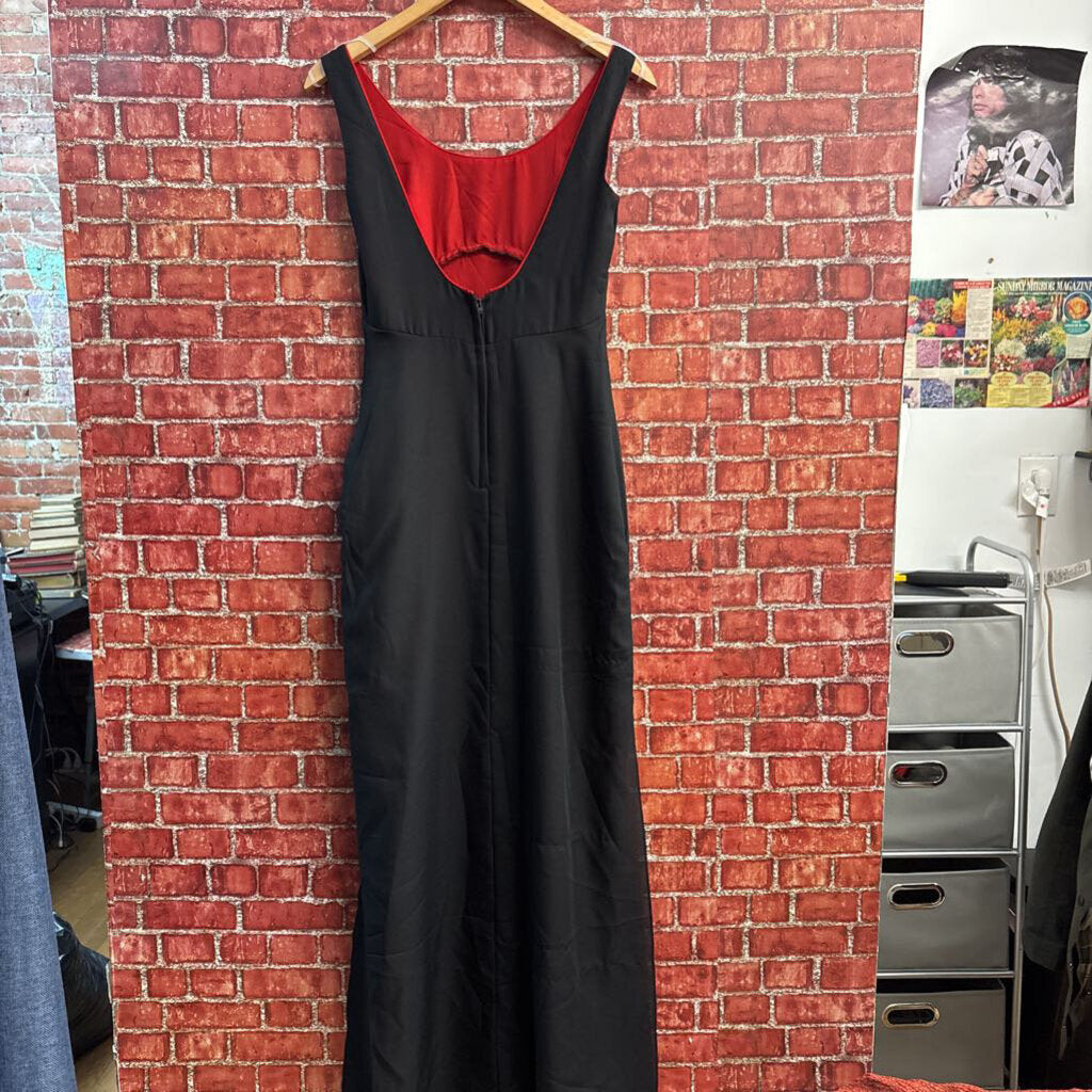 Vintage Maxi Dress Side Slit Tank Black/Red