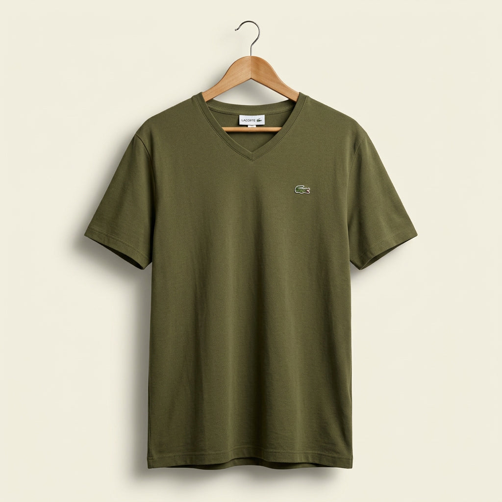 Lacoste V Neck Tee Olive Men’s Size 4XL