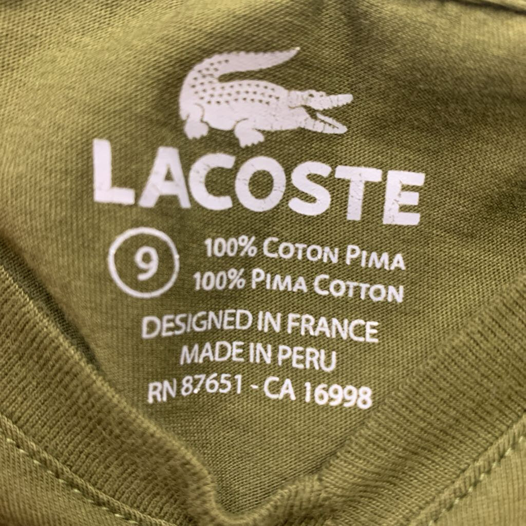 Lacoste V Neck Tee Olive Men’s Size 4XL