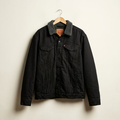 Levi Strauss & Co Sherpa Jacket Fleece Lined Denim Black/Grey Men’s Size XXL