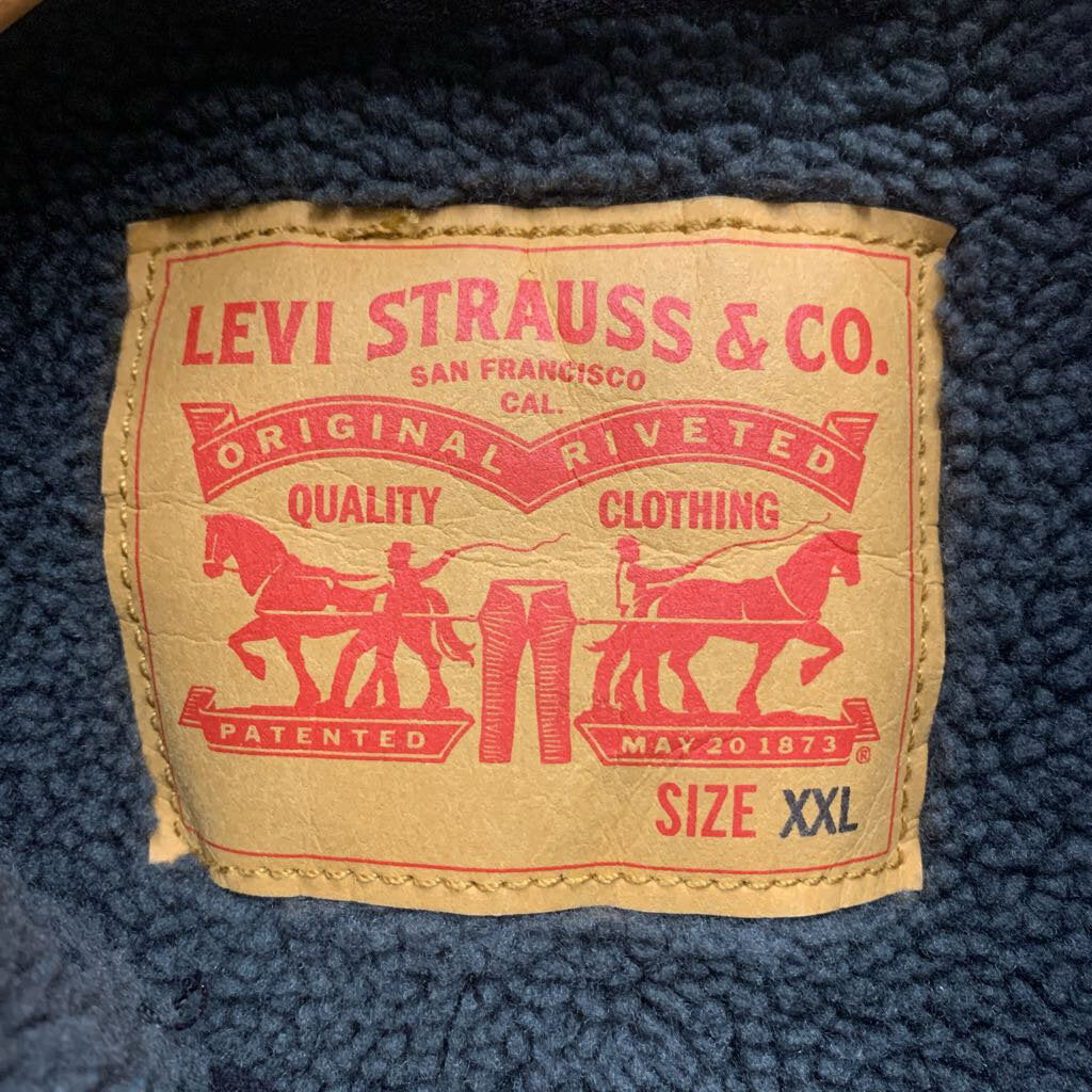 Levi Strauss & Co Sherpa Jacket Fleece Lined Denim Black/Grey Men’s Size XXL
