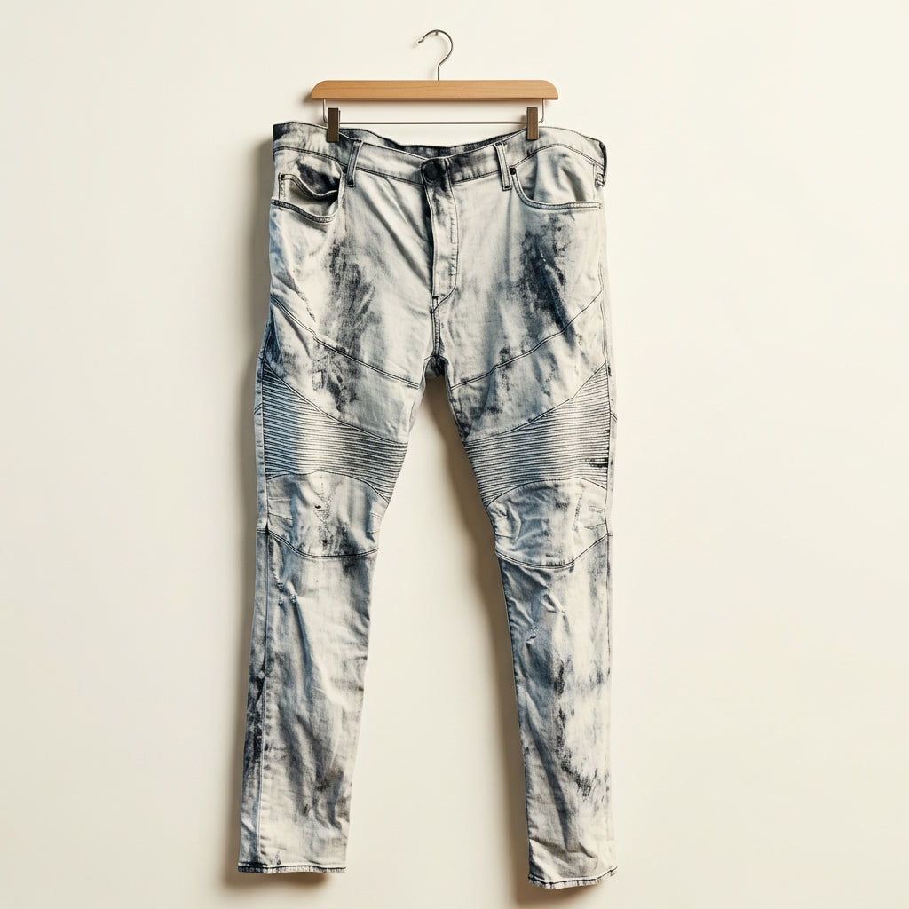 True Religion Y2K Jeans Ribbed Thigh Distressed Grey Size 42