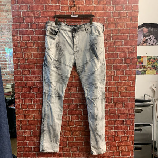True Religion Y2K Jeans Ribbed Thigh Distressed Grey Size 42