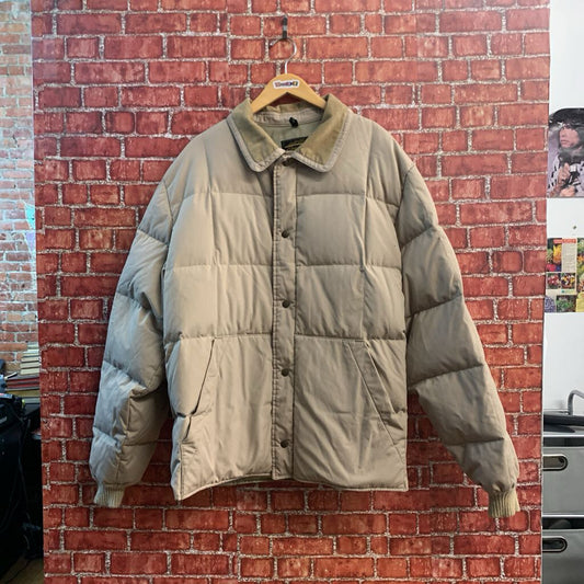 Eddie Bauer Vintage 80s Puffer Jacket Goose Down Tan Size XXL