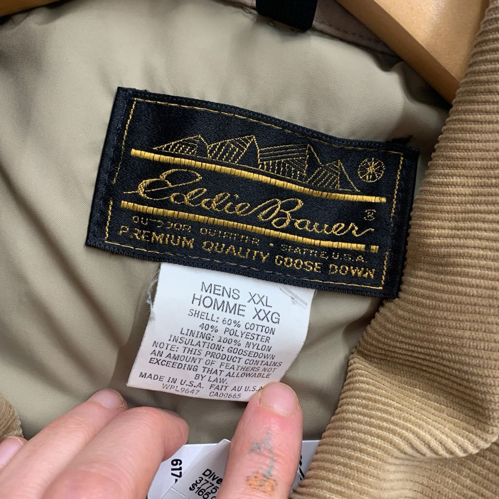 Eddie Bauer Vintage 80s Puffer Jacket Goose Down Tan Men’s Size XXL
