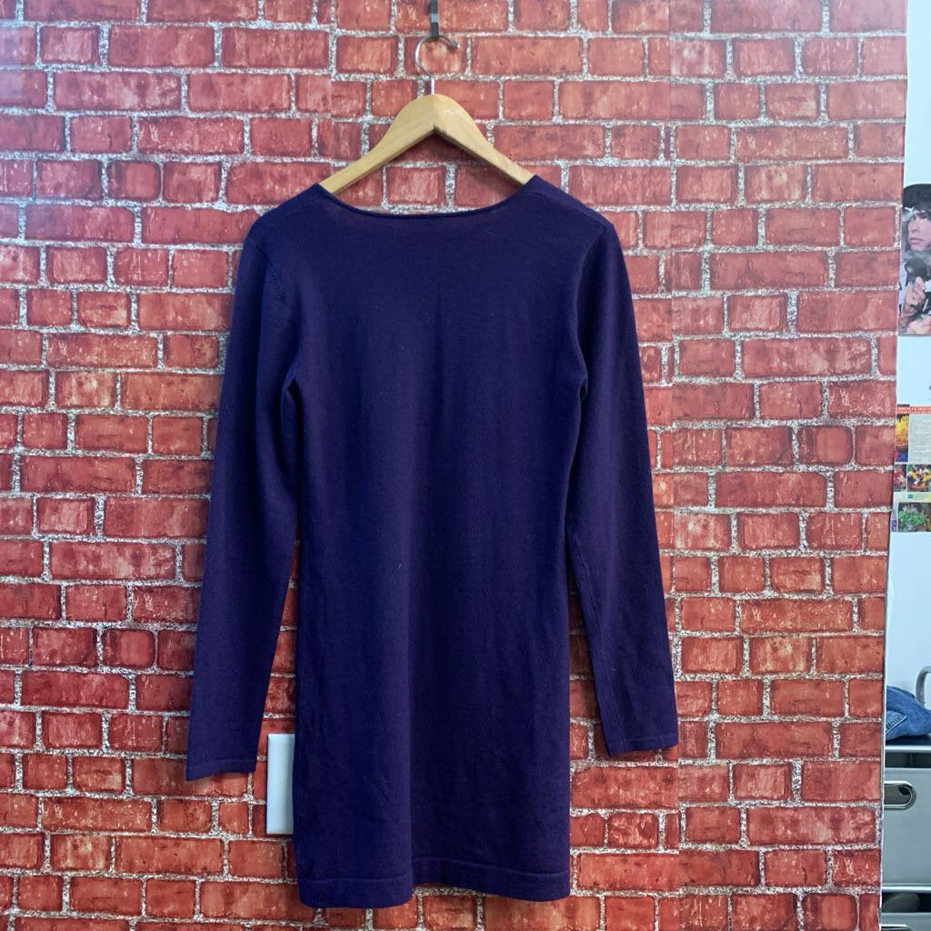 Theory Sweater Dress/Tunic Wool Purple Ladies Size M