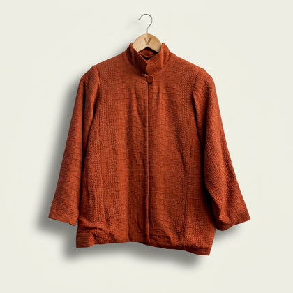 Asiatica Vintage Cardigan Burnt Texture Orange/Grey Ladies Size M