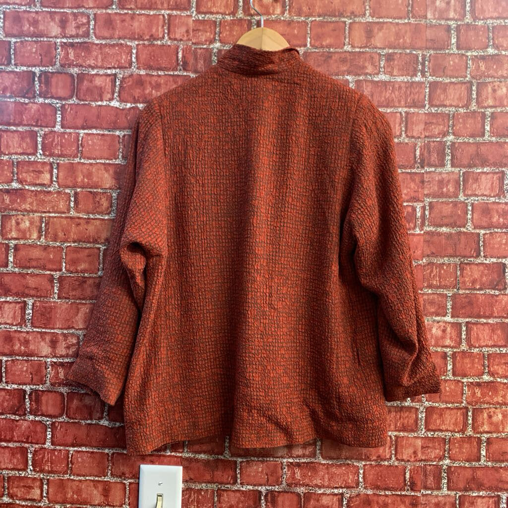 Asiatica Vintage Cardigan Burnt Texture Orange/Grey Ladies Size M