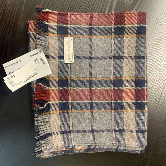 Evan-Picone Scarf Wool Plaid Grey/Navy/Maroon