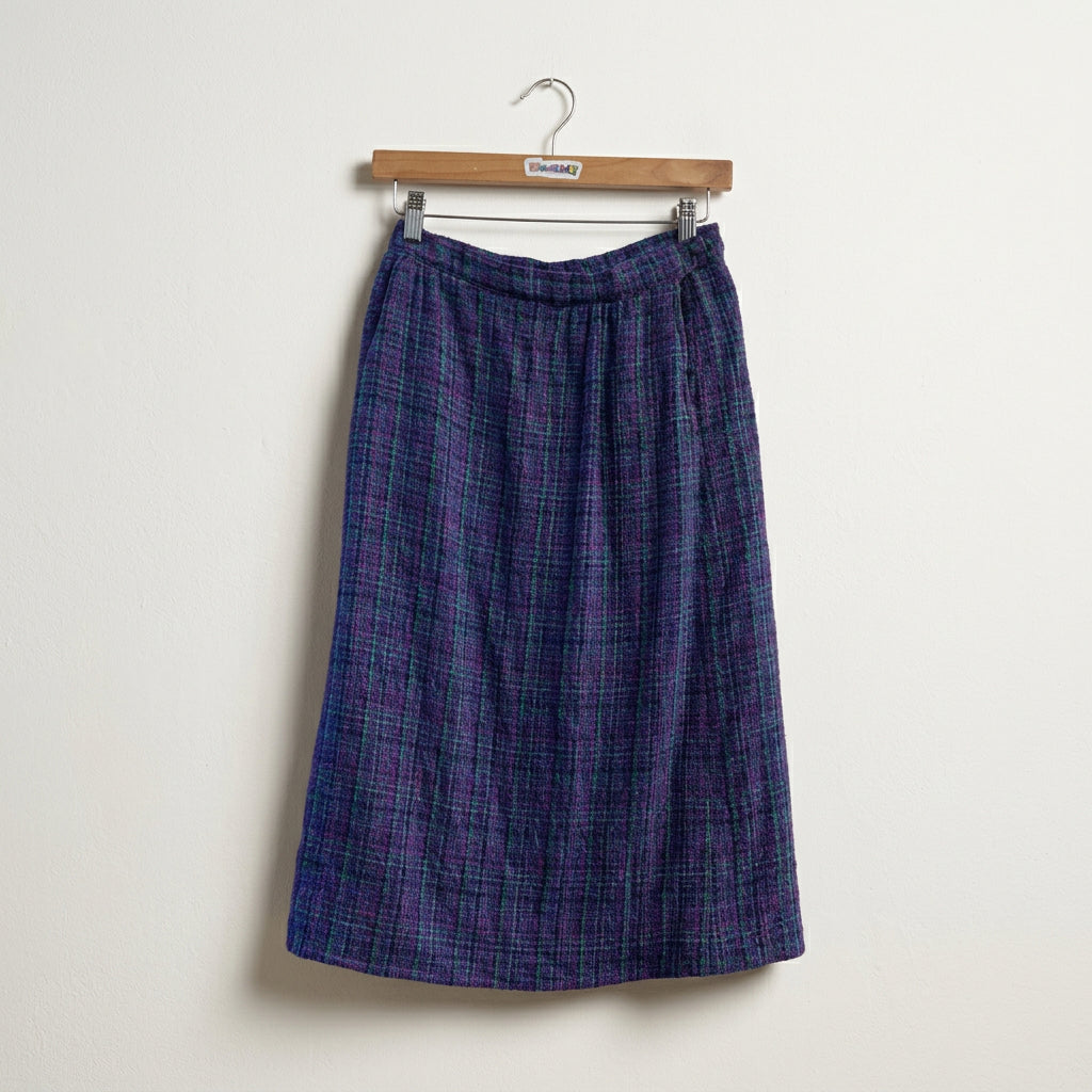Alan Edwards Vintage Midi Skirt Wool Tweed Purple/Teal Ladies Size 10