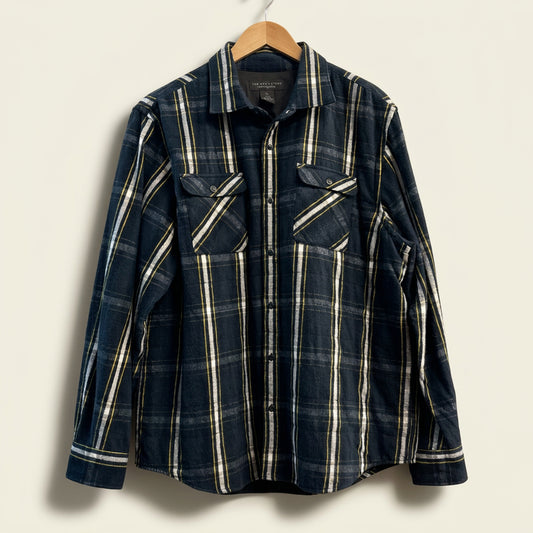 Bloomingdales Shacket Snap Plaid Navy/Yellow/White Men’s Size XL