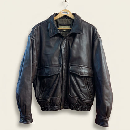 Banana Republic Vintage Bomber Jacket Leather Brown