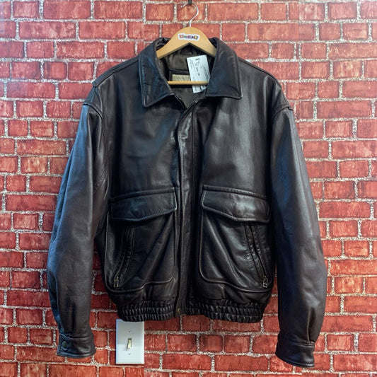 Banana Republic Vintage Bomber Jacket Leather Brown