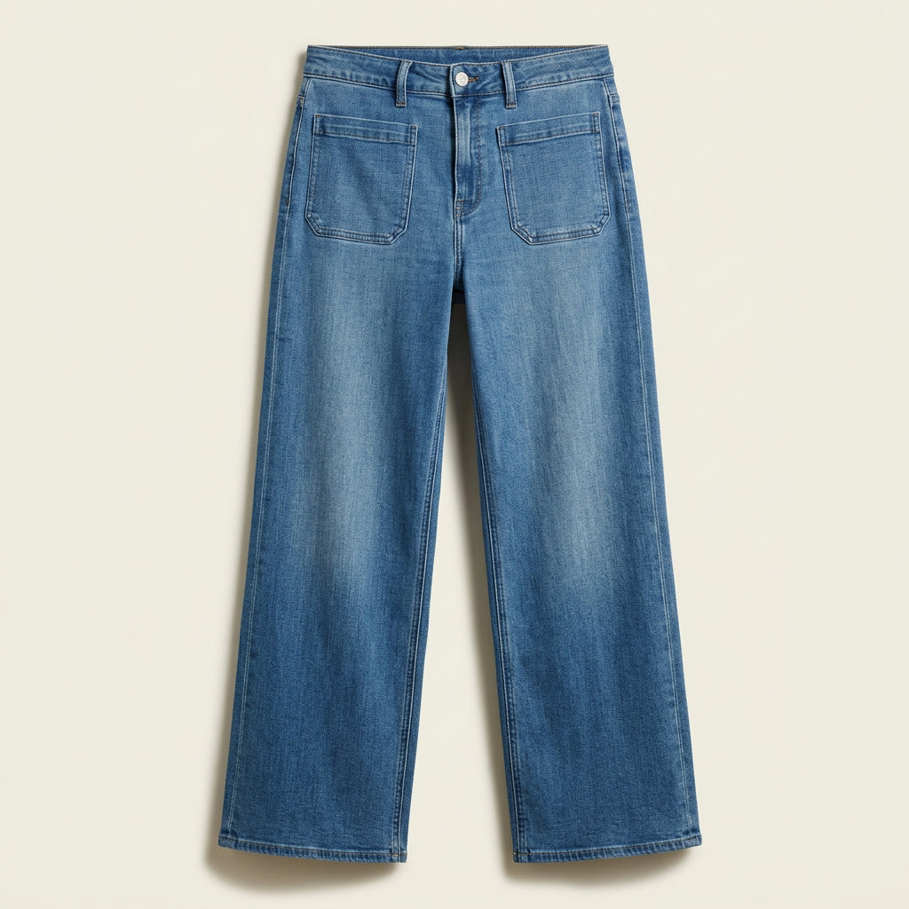 Quince Jeans Front Pockets Wide Leg Blue Ladies Size 30